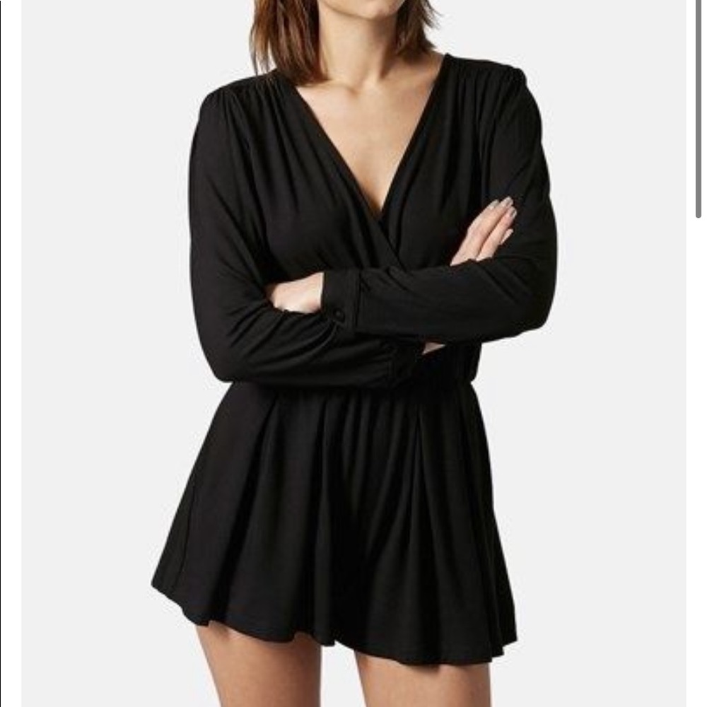Black Topshop long sleeve romper